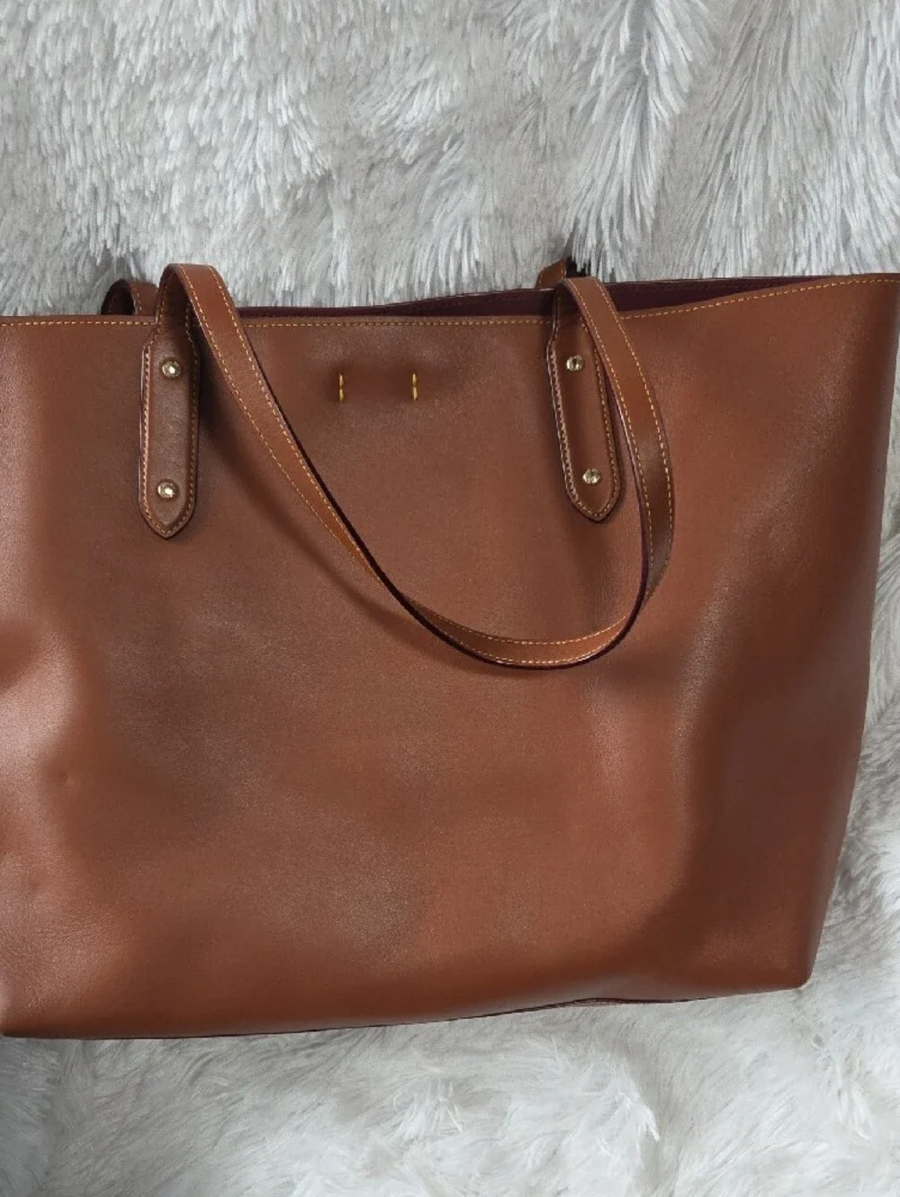 COACH MARKET TOTE Classic Brown Leather Tote Bag with Gold Accent C